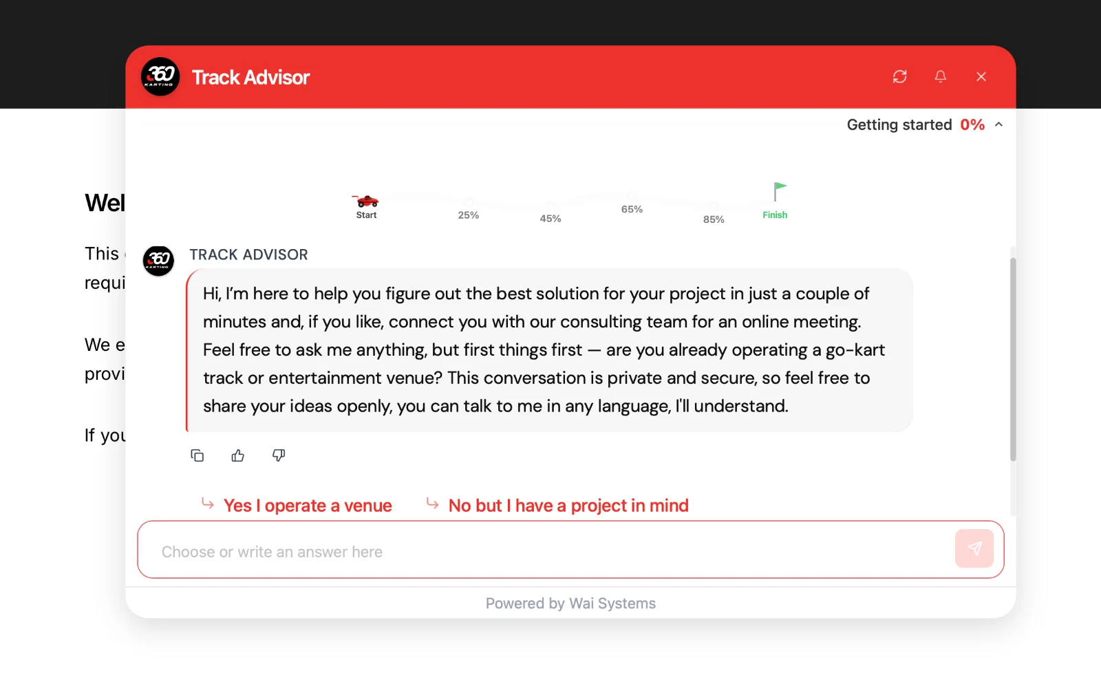 AI svetovalni chatbot — posnetek zaslona